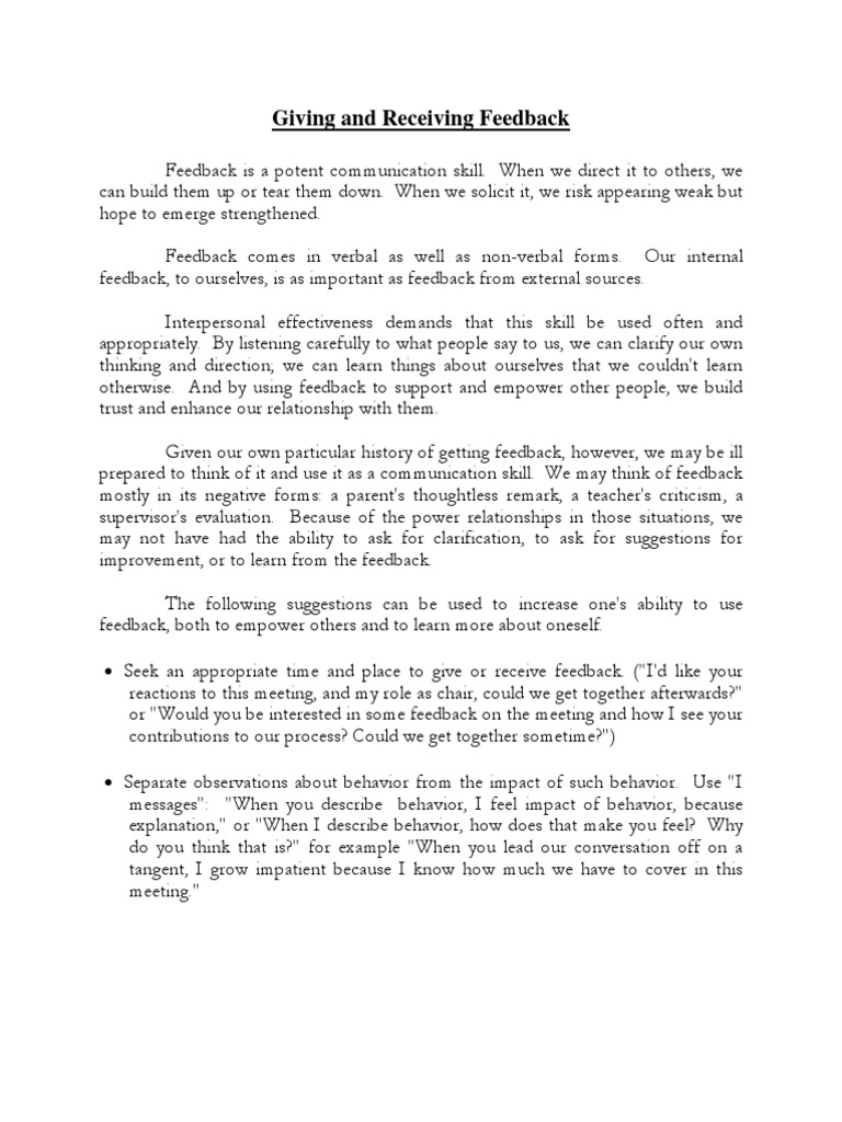 Mastering Feedback Skills for Growth | PDF | Feedback | Behavior