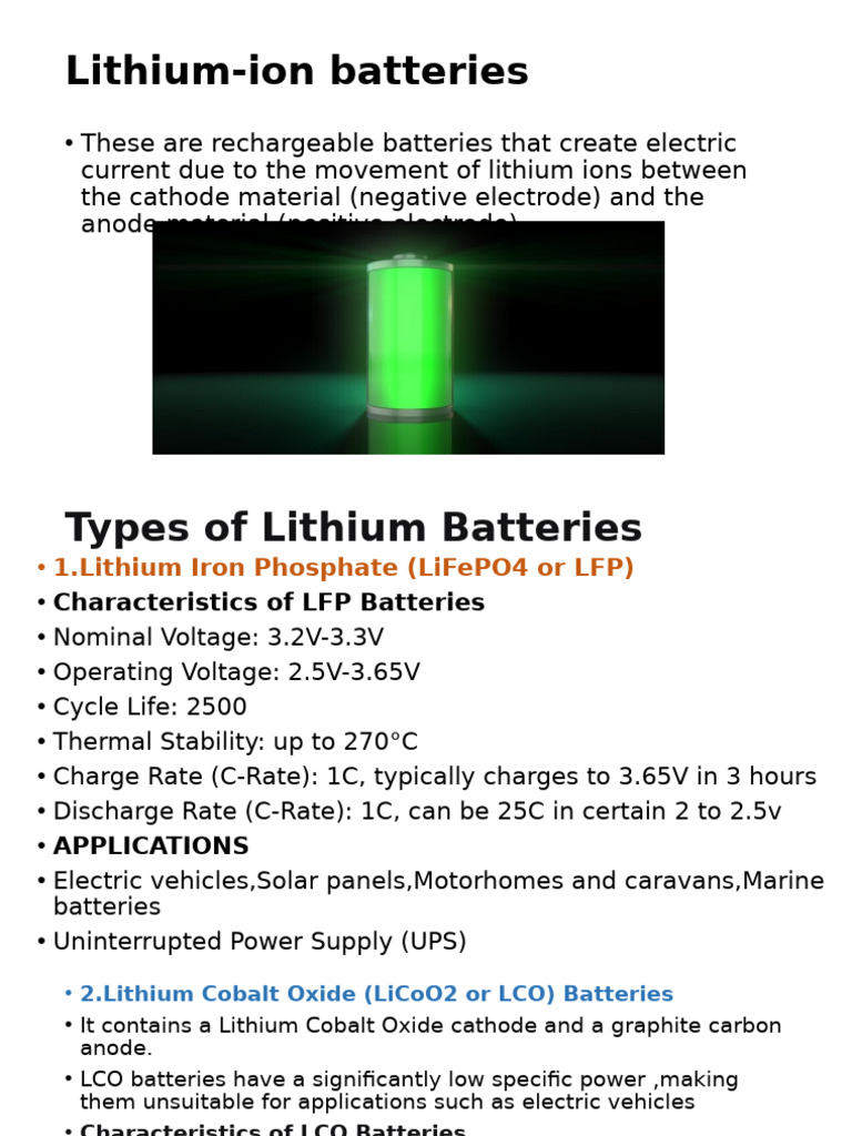 Types and Applications of Lithium-Ion Batteries | PDF | Lithium Ion ...