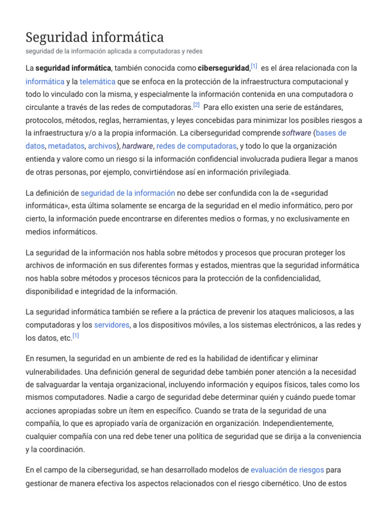 Ciberseguridad: Roles y Prevención de Riesgos | PDF | Seguridad | La ...