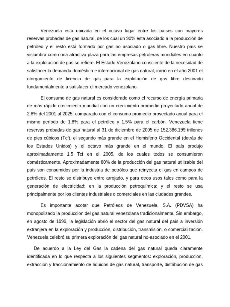 Producción de gas en Venezuela: panorama actual | PDF | Gas natural ...