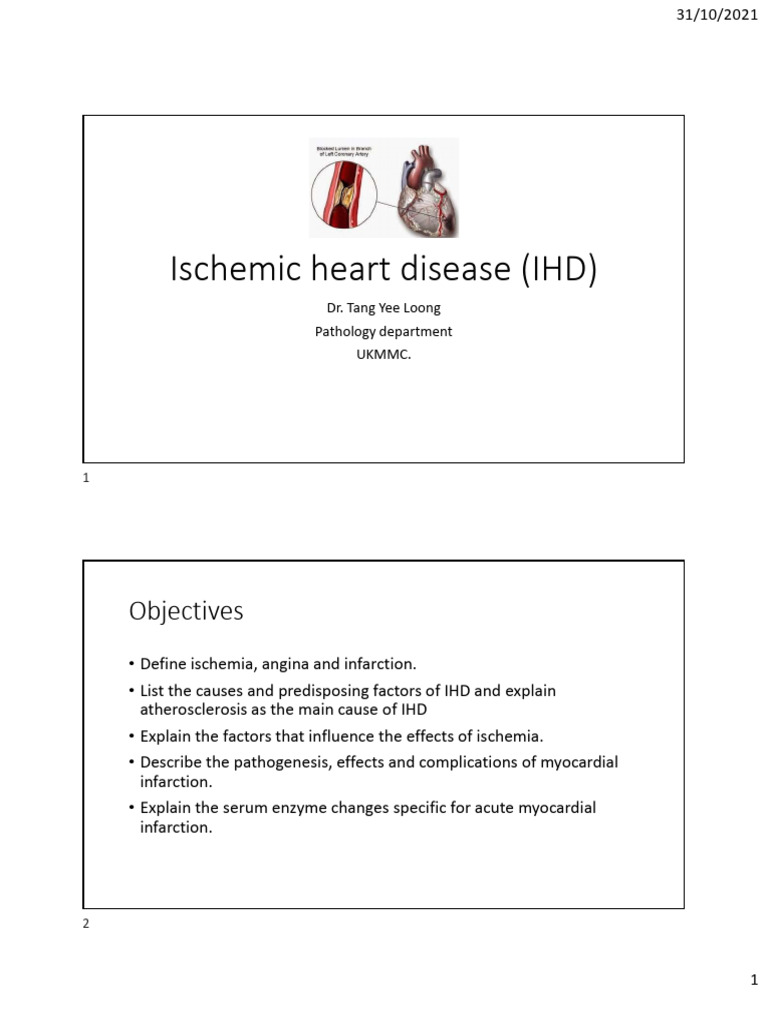 Ischemic Heart Disease Overview and Pathology | PDF | Ischemia ...