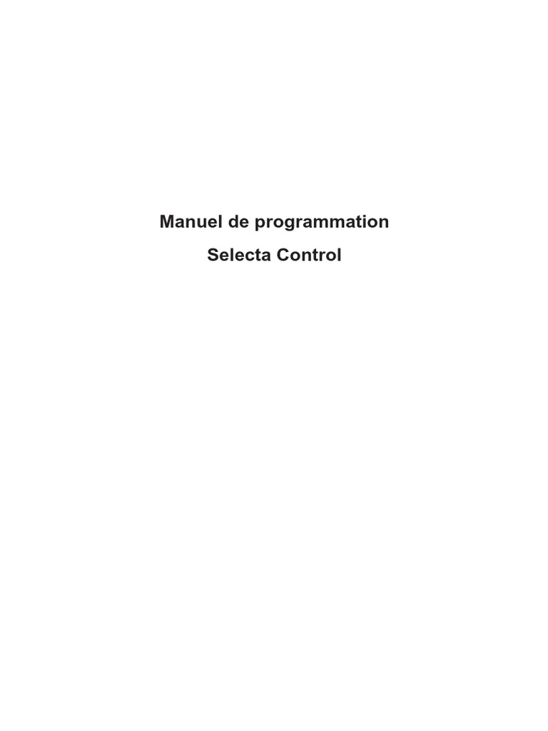 Manuel de programmation Selecta Control | PDF