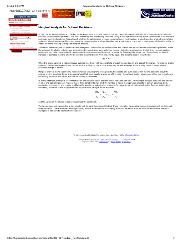 Marginal Analysis For Optimal Decisions - CH 3 | PDF | Mathematical ...