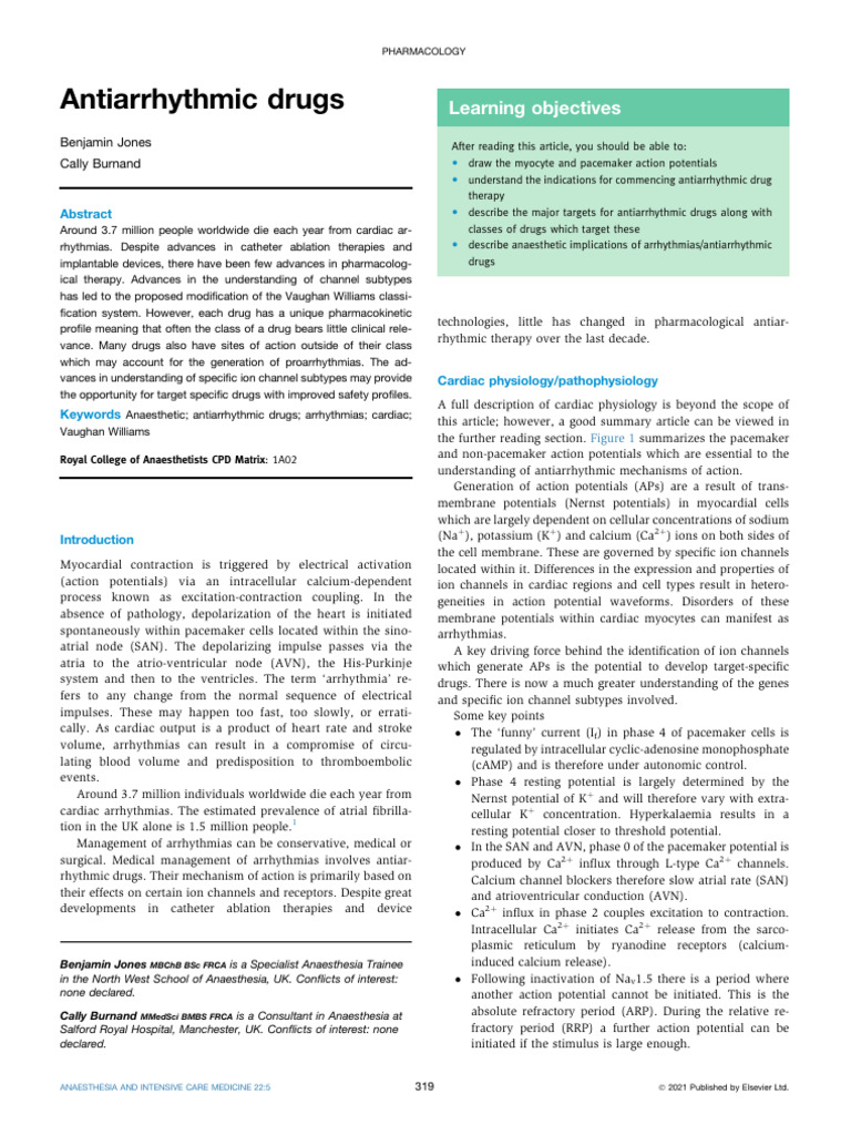 Antiarrhythmic Drugs | PDF | Heart | Action Potential