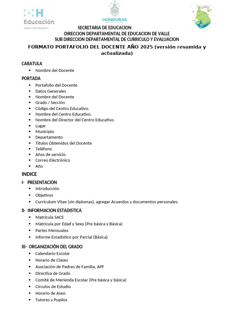 Portafolio Docente 2025: Formato Resumido | PDF | Plan de estudios ...