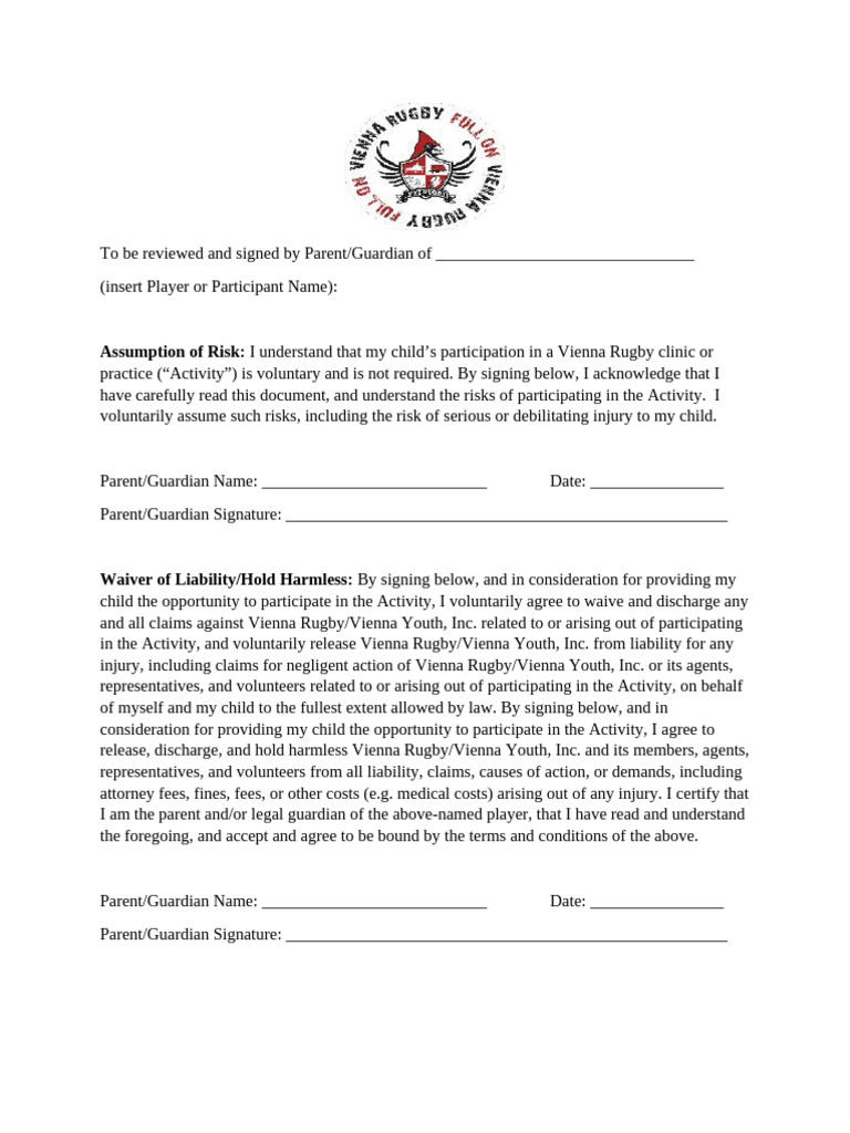 Participant Waiver and Assumption of Risk | PDF