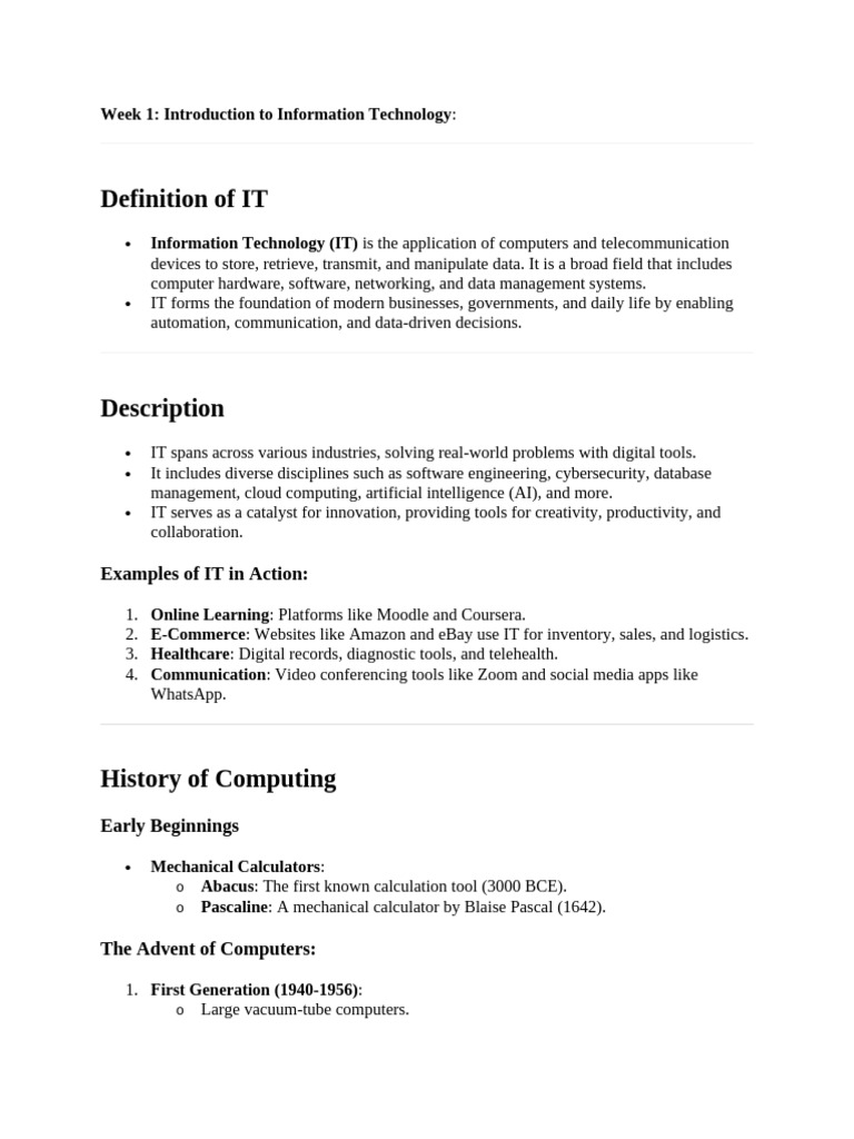 Introduction to Information Technology | PDF | Internet Of Things ...