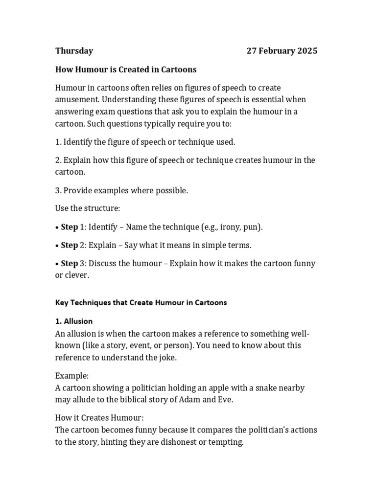 Cartoon Humor Techniques Explained | PDF | Cartoon | Humour