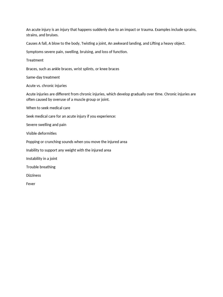 Acute Injury | PDF