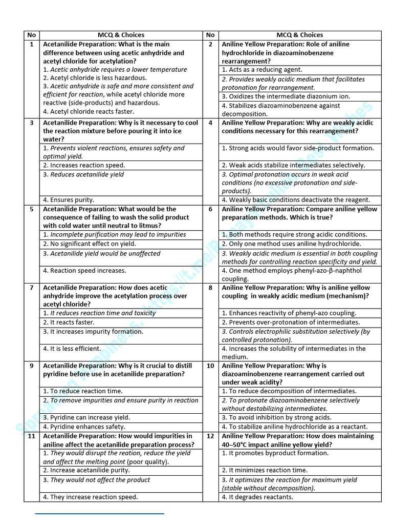 Acetanilide and Aniline Yellow Preparation | PDF | Chemical Reactions ...