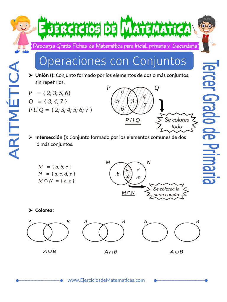 Ejercicios de Conjuntos para Tercer Grado | PDF