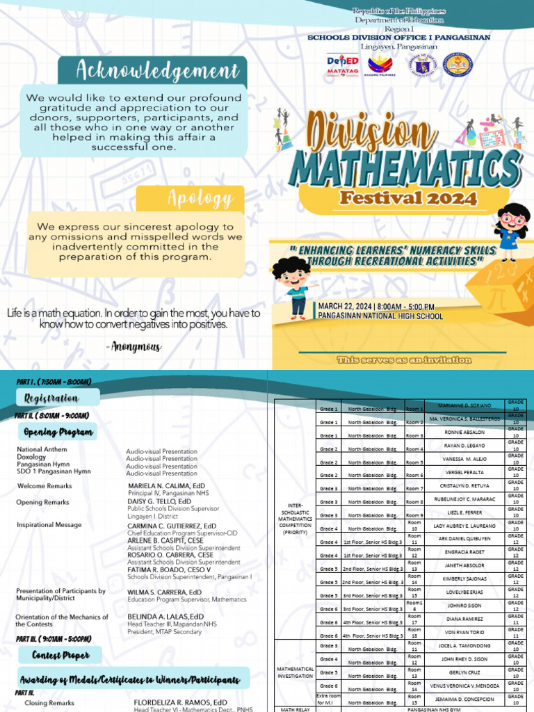 MathFest 2024: Competition Schedule | PDF