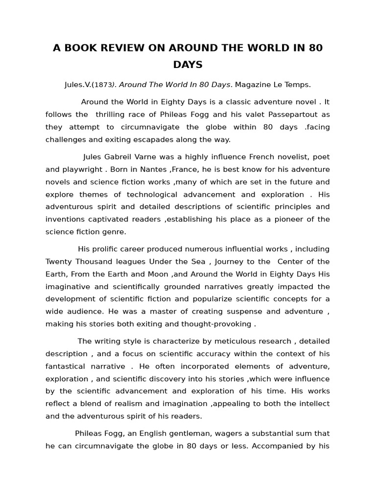 A Book Review On Around The World in 80 Days | PDF | Around The World ...