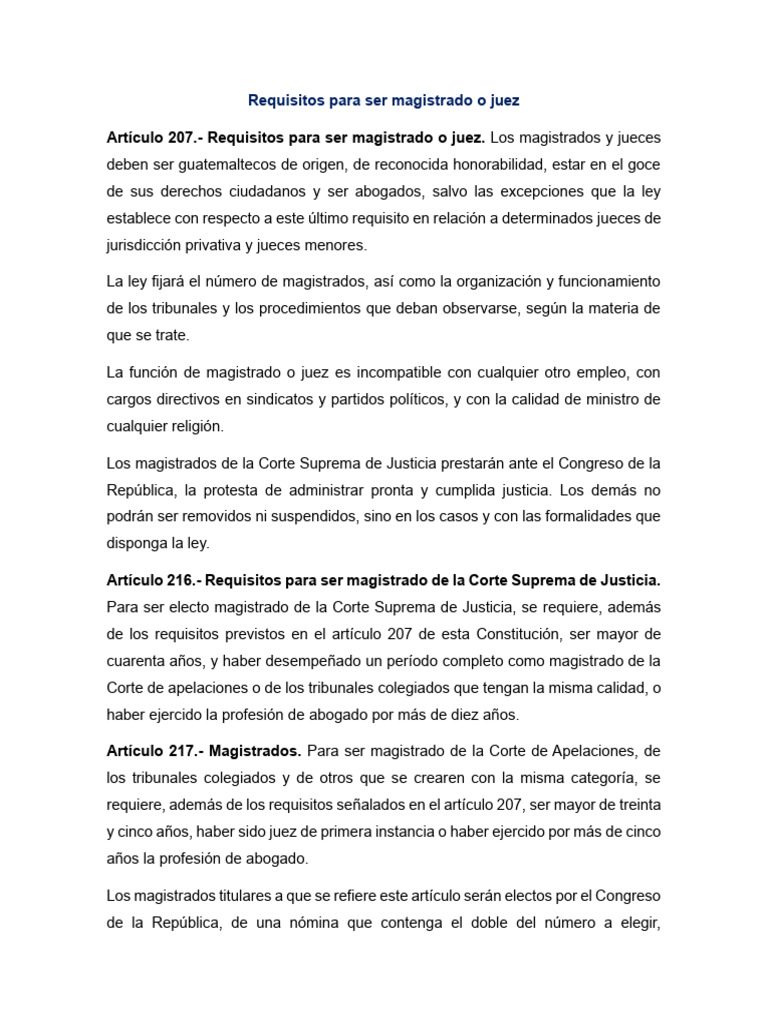 Requisitos para ser juez y magistrado | PDF | Separación de poderes ...
