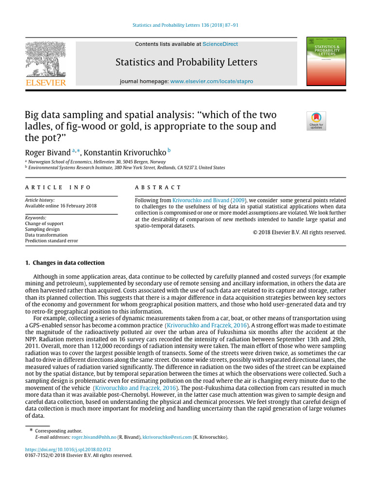 Big Data Sampling and Spatial Analysis - Which of The TW - 2018 ...