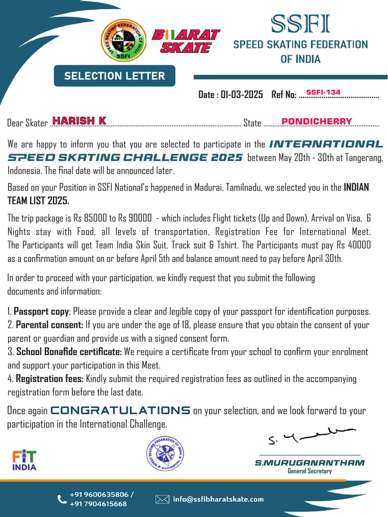 Pondicherry Selection Letter | PDF | Human Migration | International Law