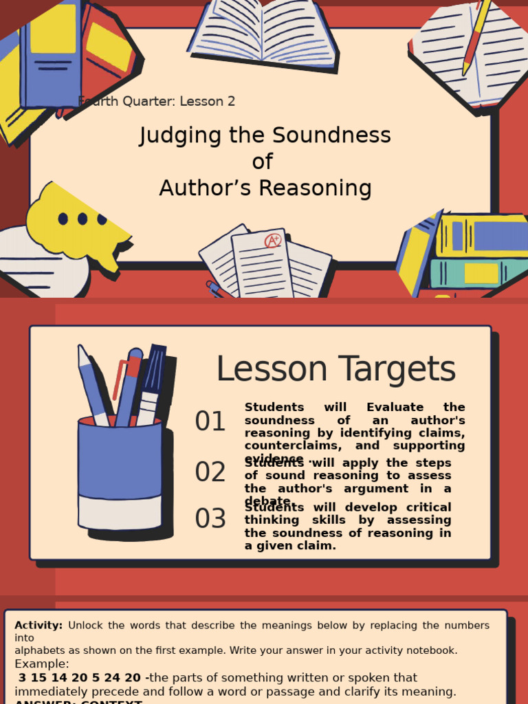Evaluating Author's Reasoning Skills | PDF | Argument | Reason
