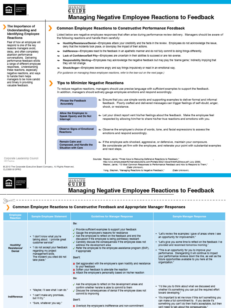Managing Employee Feedback Reactions | PDF | Anger | Psychology