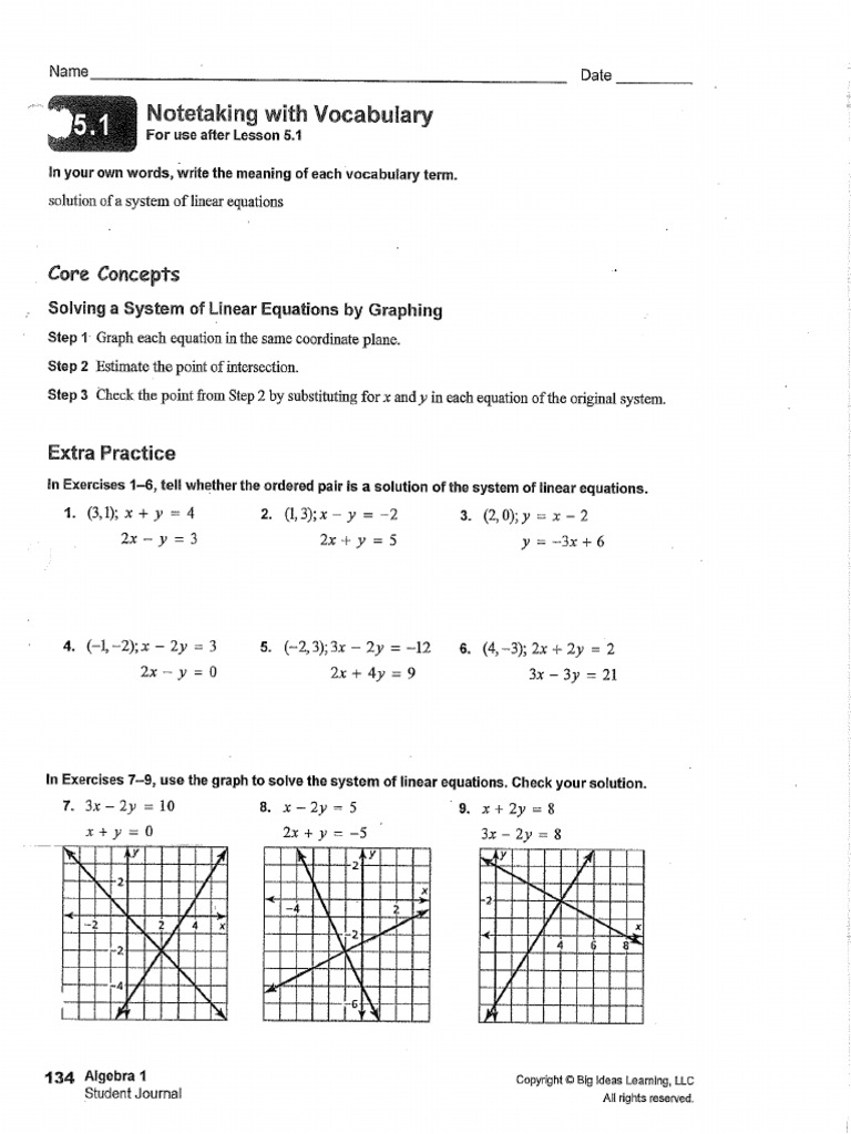 5.1 Solving A System of Linear Equations by Graphing | PDF