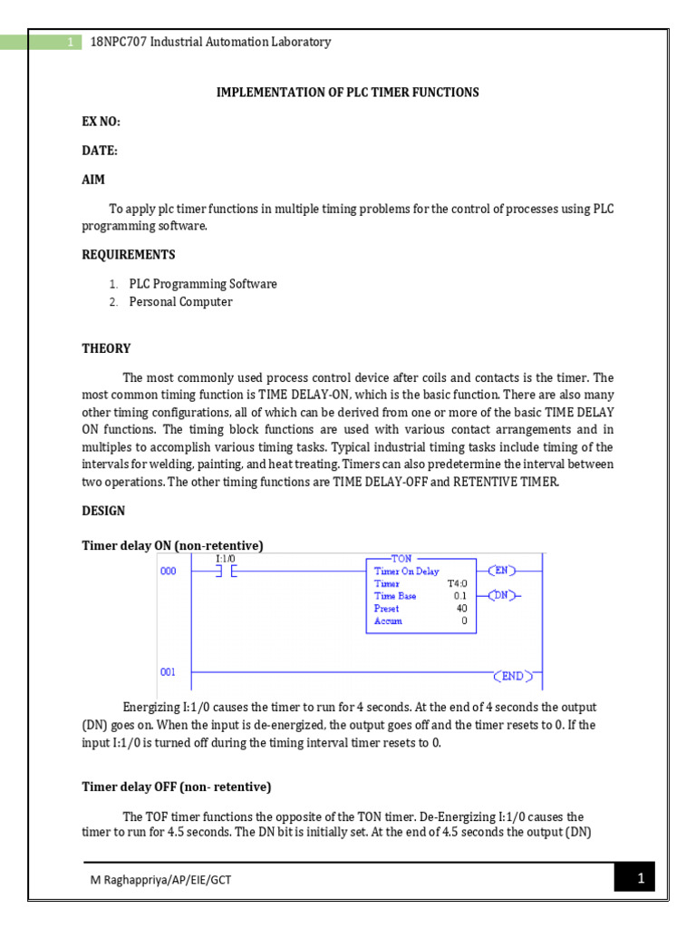 PLC Timer Functions in Automation | PDF | Timer | Programmable Logic ...
