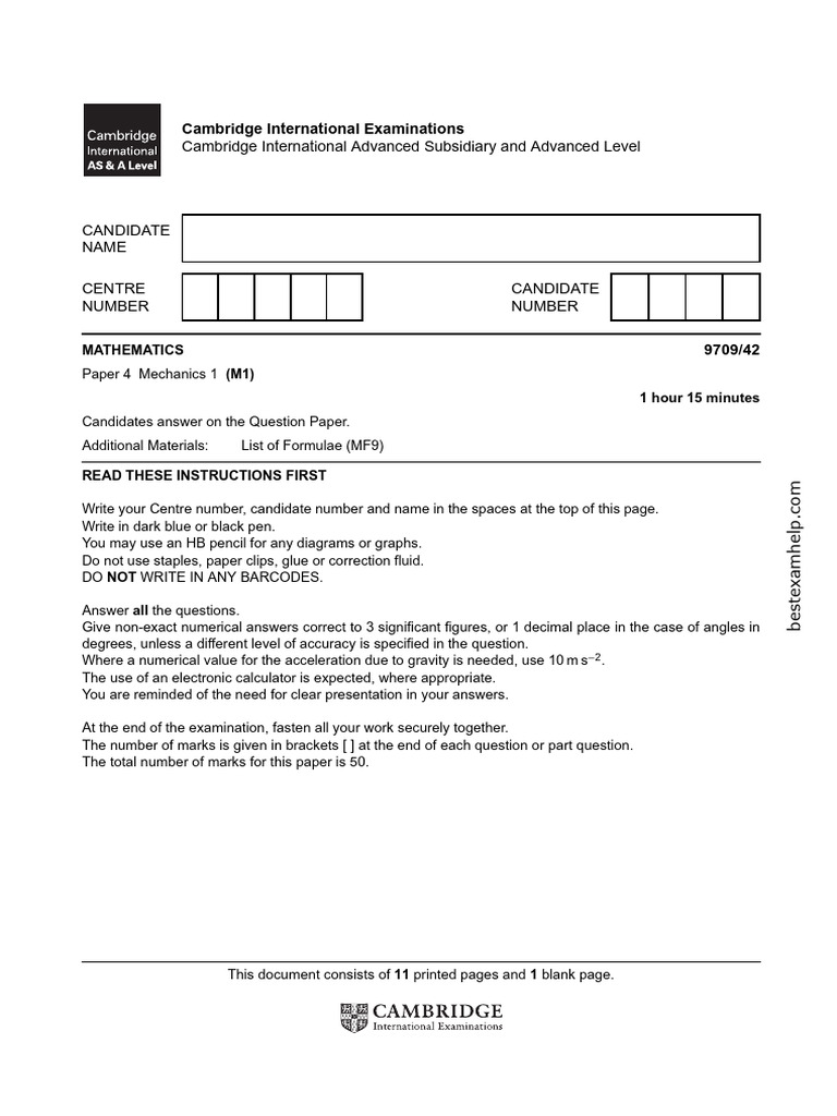 Mechanics Paper 4 Exam June 2025 | PDF | Force | Tension (Physics)