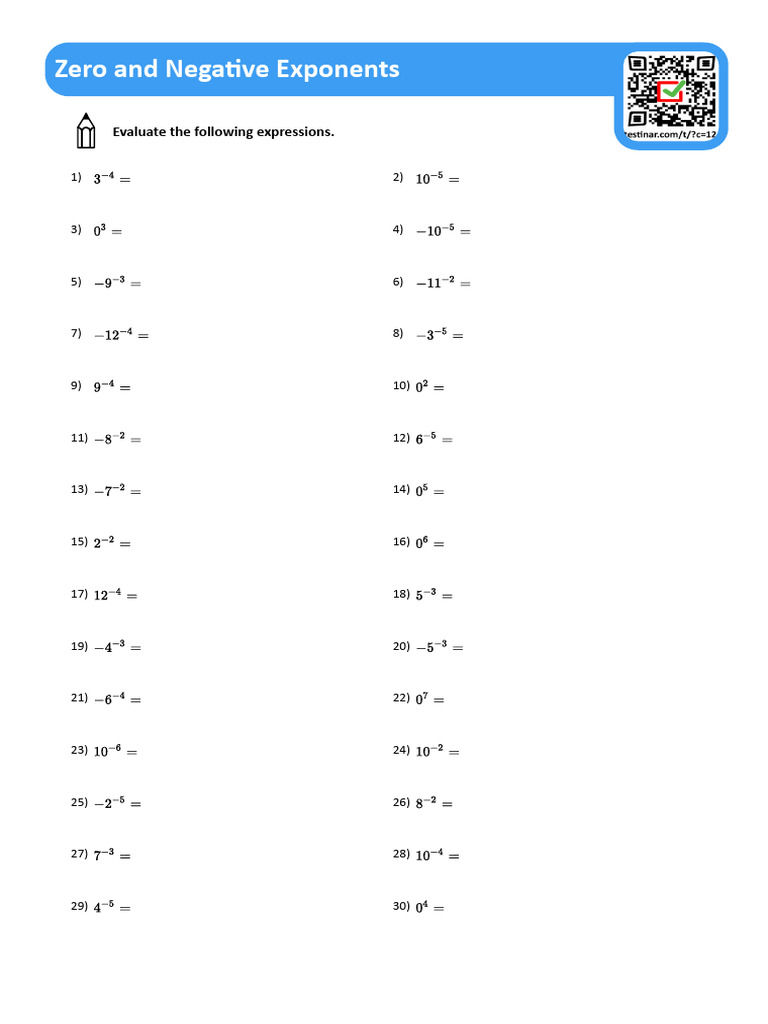 124 Zero and Negative Exponents-3 | PDF