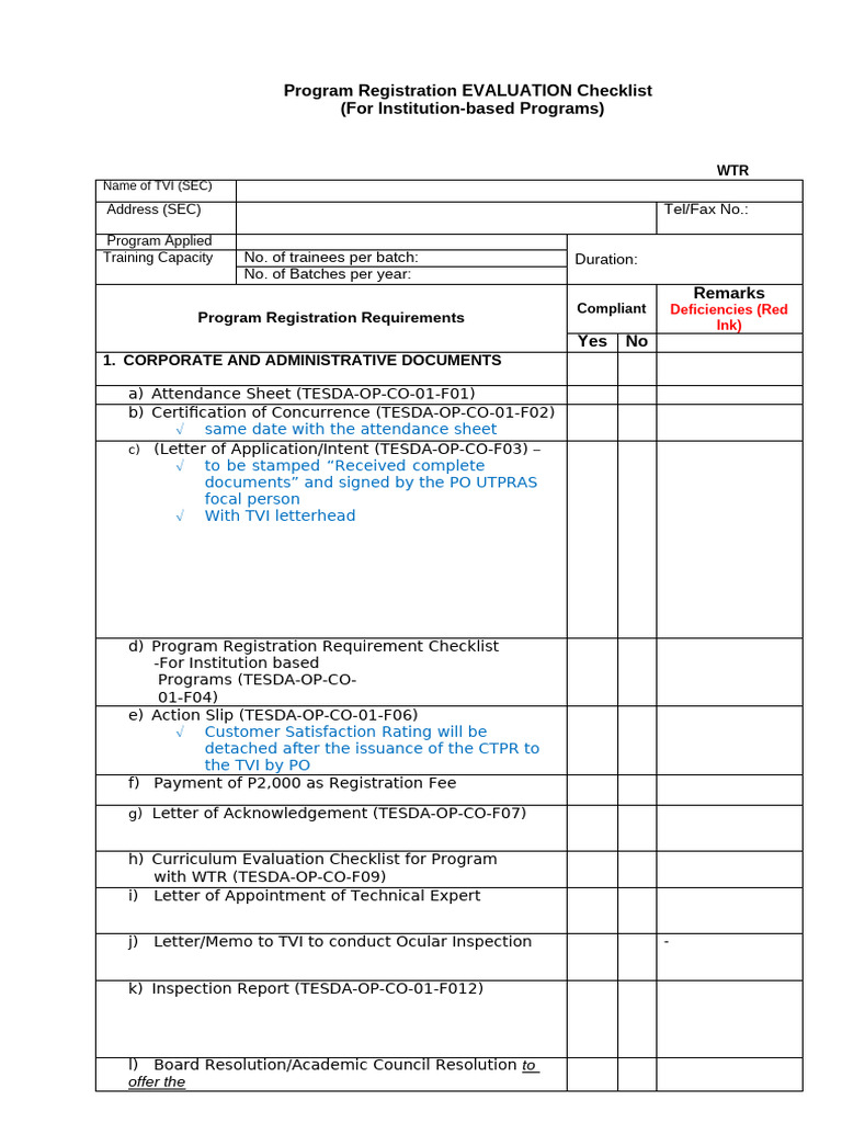 Program Evaluation Checklist | PDF | Lease | Private Law