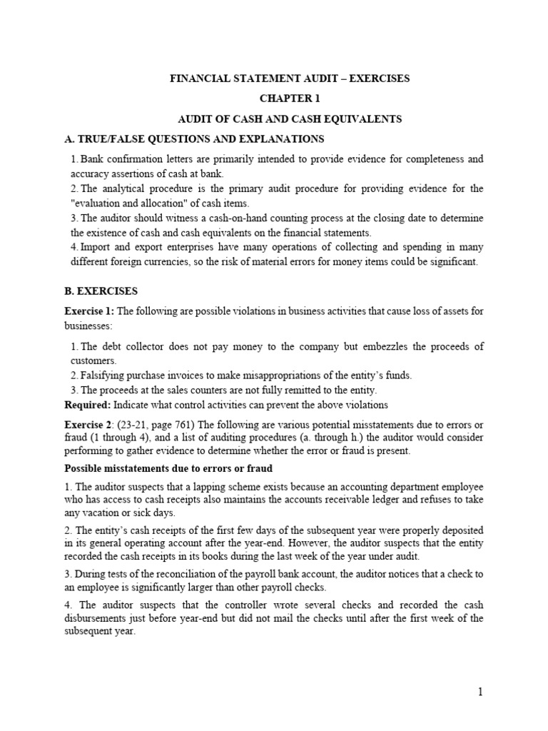 Cash Audit Exercises and Procedures | PDF | Audit | Internal Control