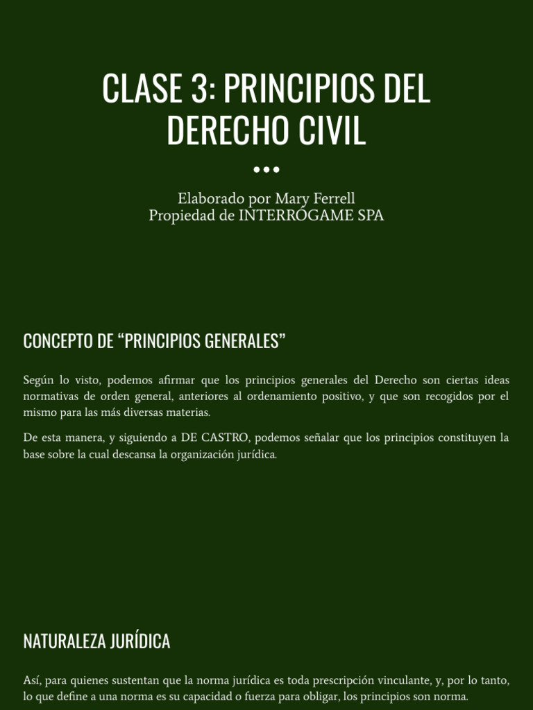 Principios Generales del Derecho Civil | PDF | Libertad | Fuentes del ...
