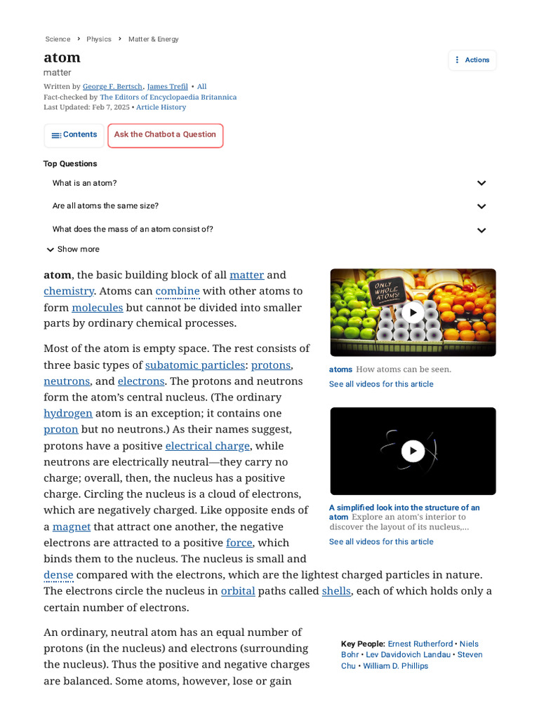 Atom _ Definition, Structure, History, Examples | PDF | Atoms | Atomic ...