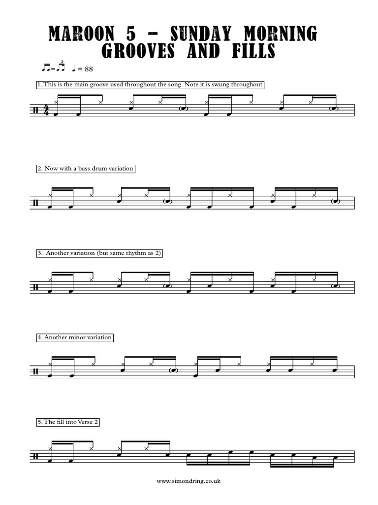 Maroon 5 Sunday Morning Grooves and Fills | PDF | Théorie (échecs) | Échecs