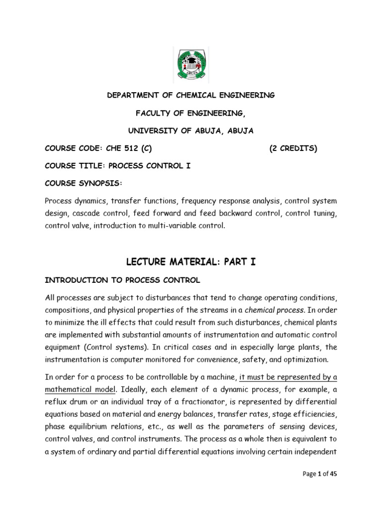 Process Control Fundamentals in Chemical Engineering | PDF | Automation ...