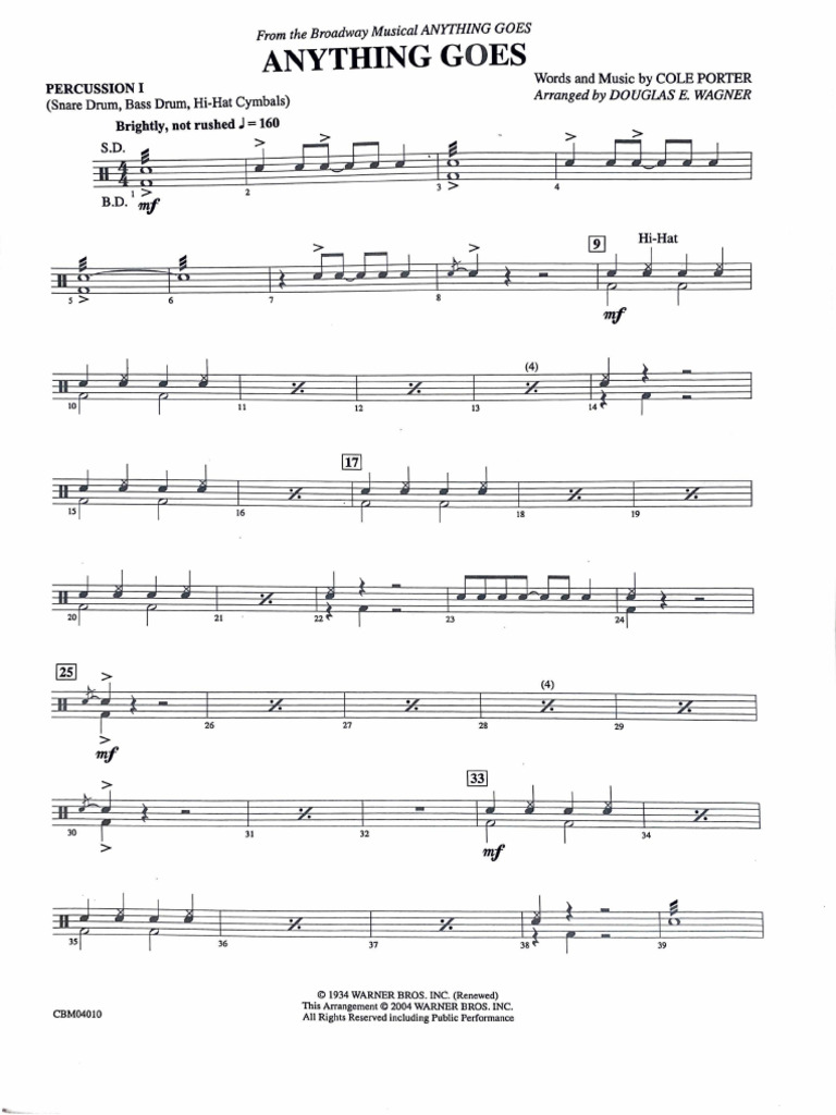 Anything Goes Percussion Arrangements | PDF | Musical Instruments ...