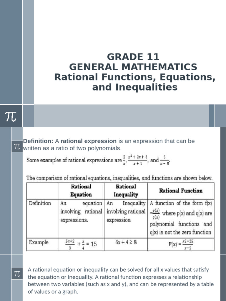 Understanding Rational Functions & Equations | PDF