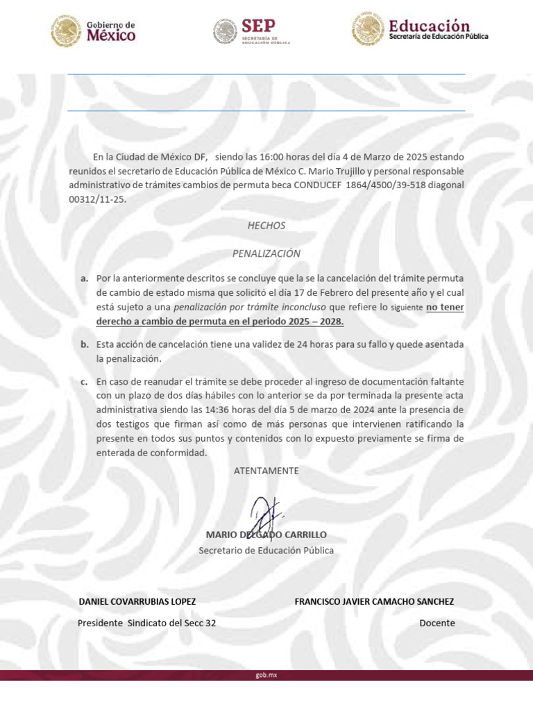 Penalización por Trámite Inconcluso | PDF