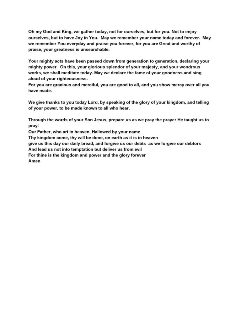 Prayer of Invocation and The Lord's Prayer | PDF