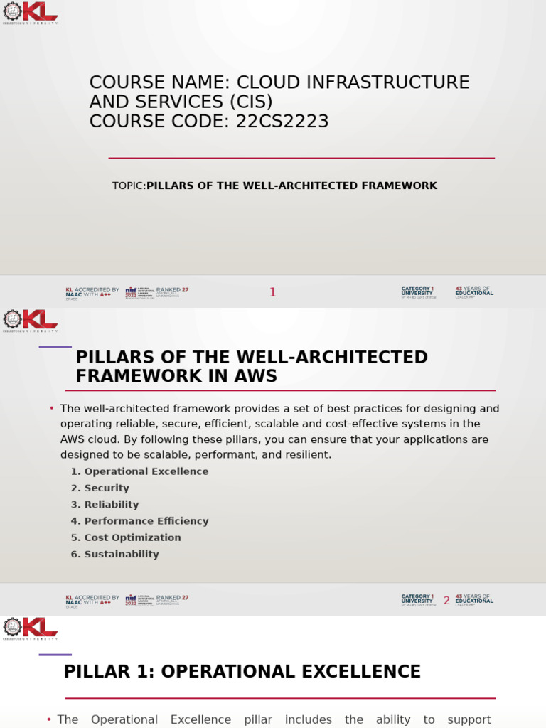AWS Well-Architected Framework Pillars | PDF | Computer Security | Security