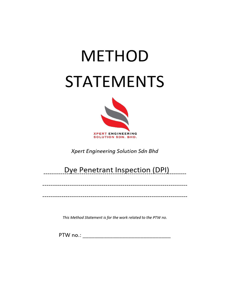 Dye Penetrant Inspection Method Statement | PDF | Risk | Safety