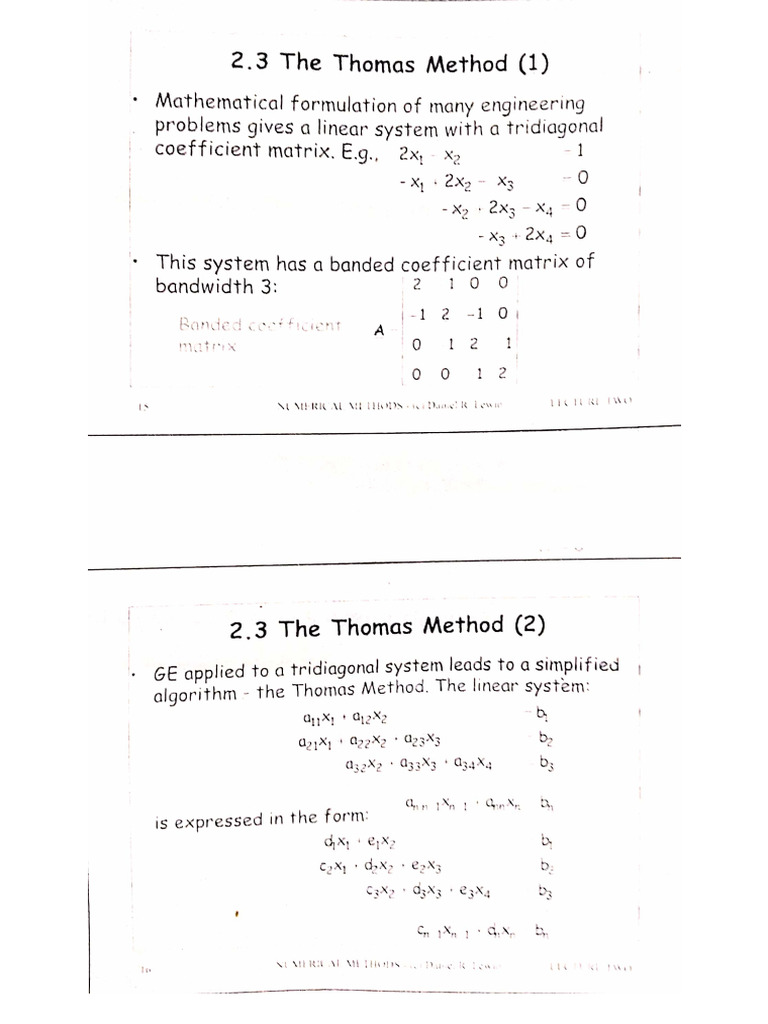 18 Tridiagonal Thomas - Algorithm 16 Feb 2021material - I - 16 Feb 2021 ...