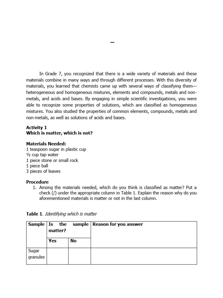Sample Learning Module for Science 8 Quarter 3 Module 1 | PDF | Gases ...