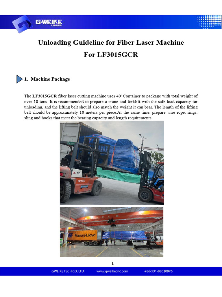 光纤激光切割机卸货指南 Unloading Guideline for Fiber Laser Cutting Machine Gcr ...
