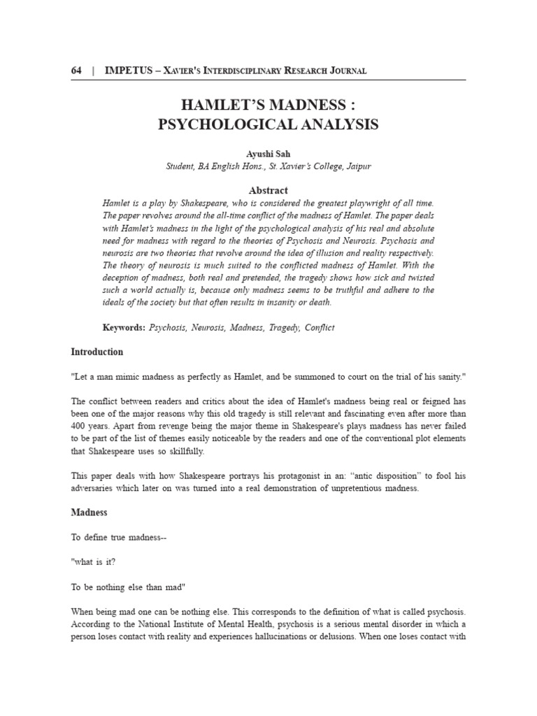 Hamlet's Madness: A Psychological Study | PDF | Hamlet | Insanity