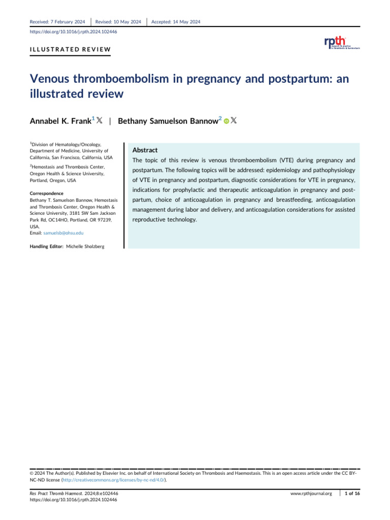Venous Thromboembolism in Pregnancy Review | PDF | Medical Specialties ...