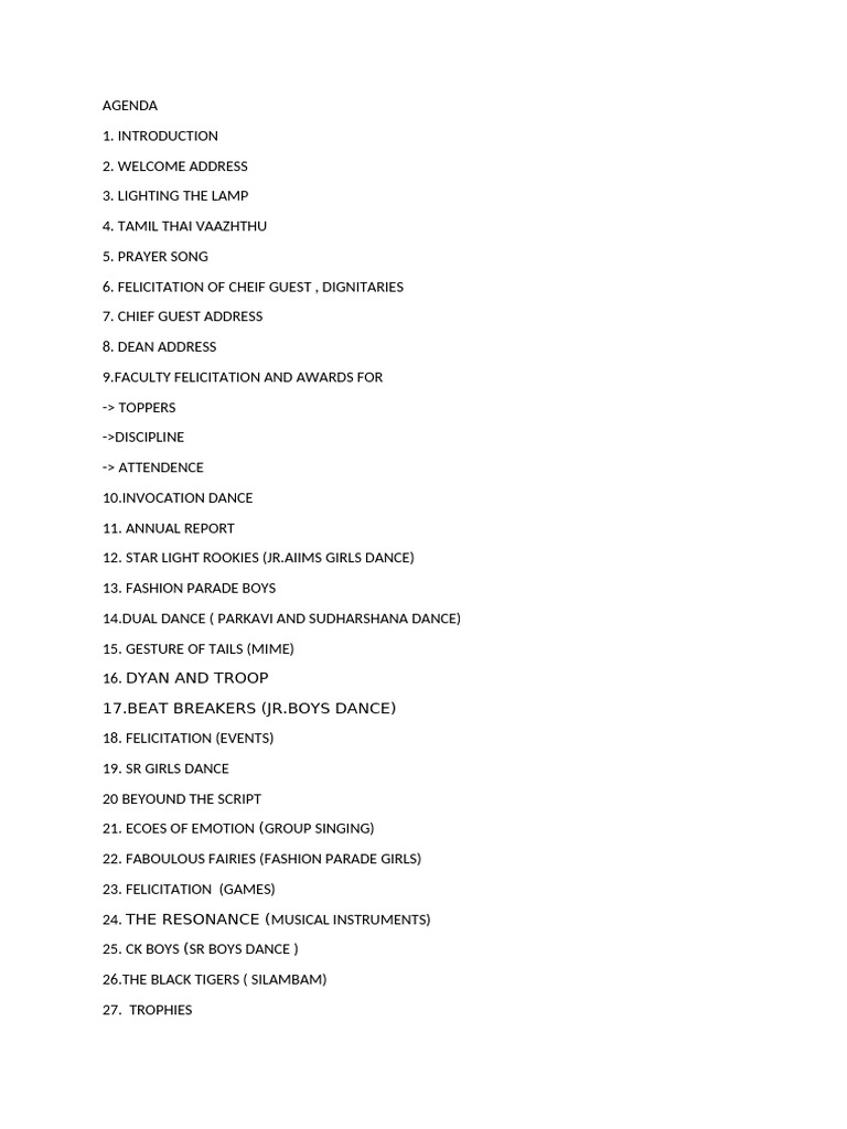 Annual Day Agenda Overview | PDF
