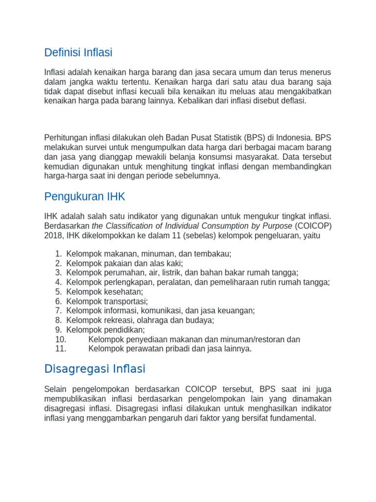 Definisi dan Pengukuran Inflasi | PDF