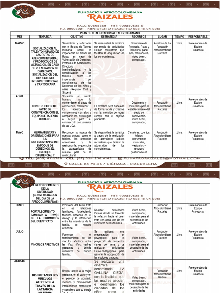 Plan de Formacion A Talento Humano | PDF
