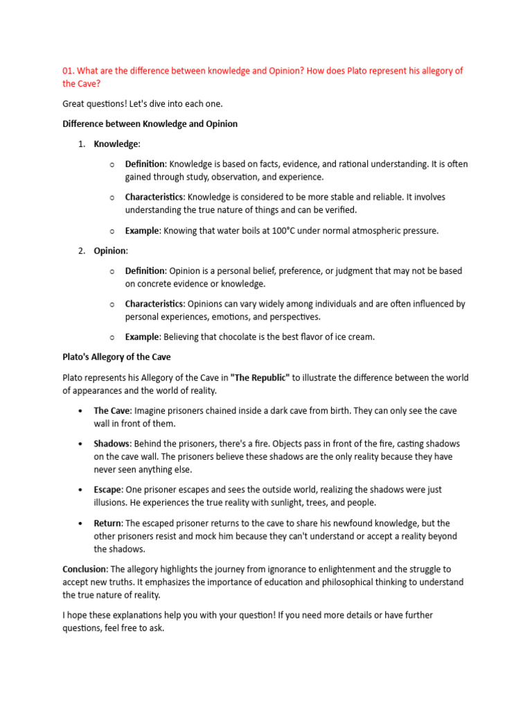 Knowledge vs. Opinion and Plato's Ideas | PDF | Knowledge | Plato