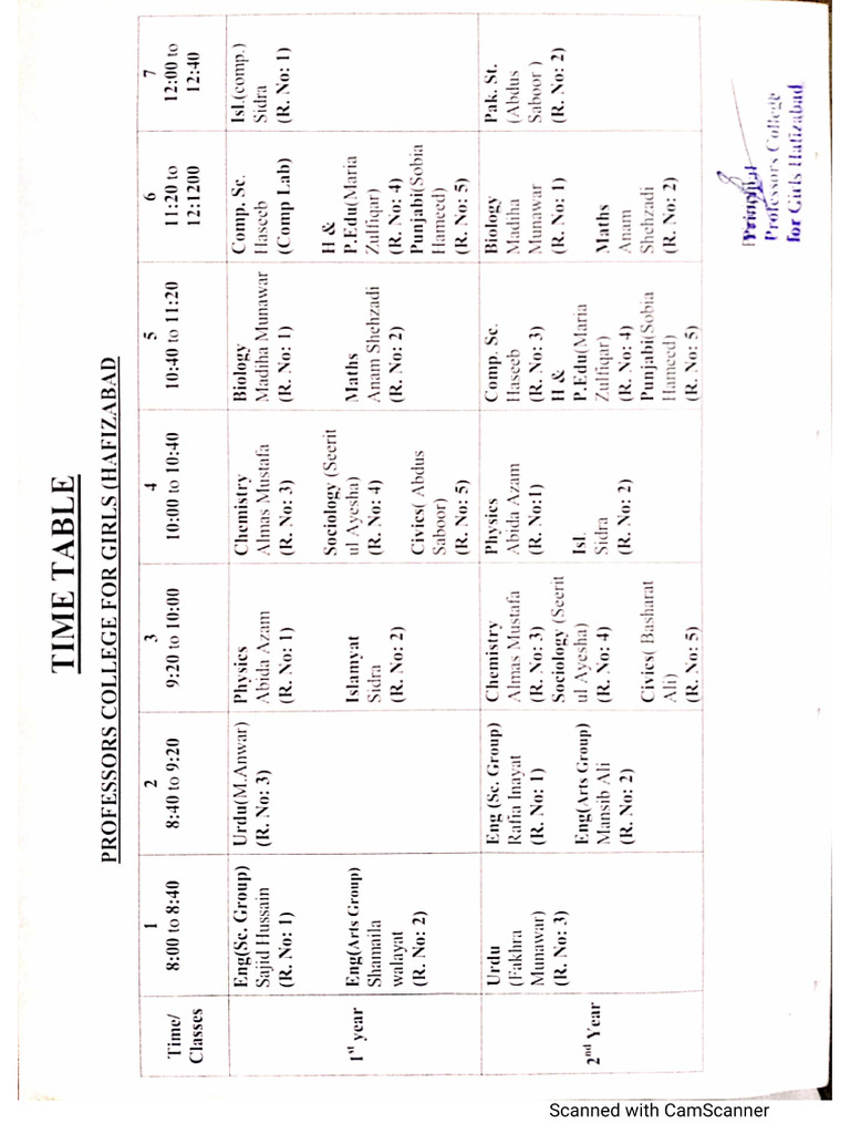 Timetable | PDF