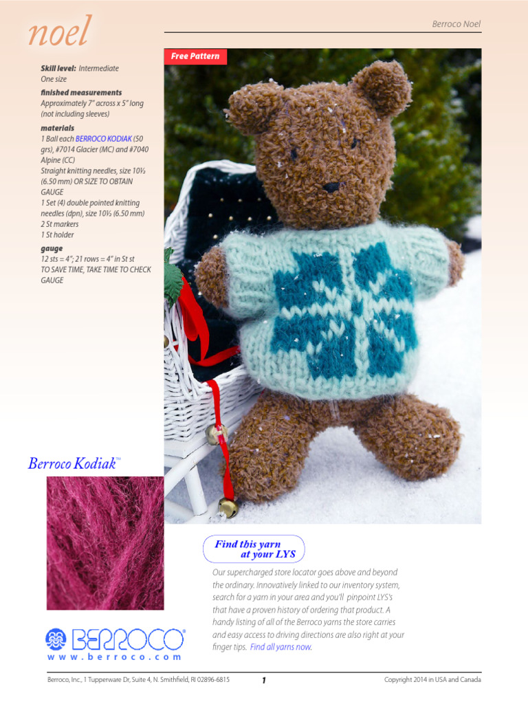Berroco FreePattern Noel | PDF | Knitting | Crochet