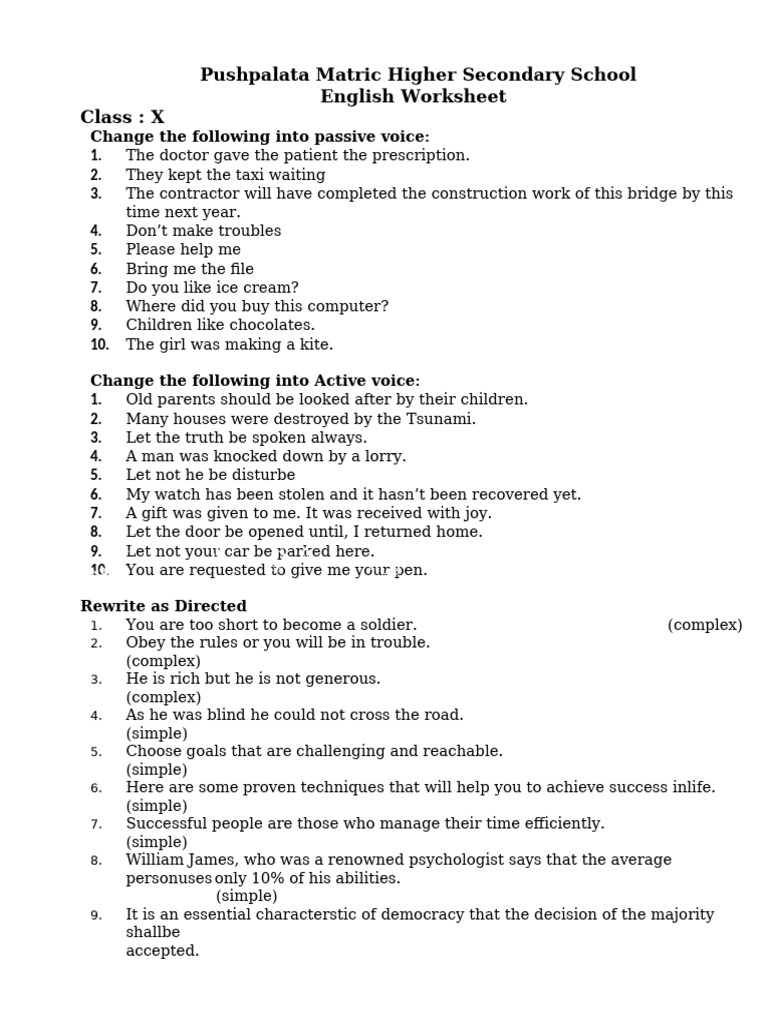 Passive and Active Voice Exercises | PDF